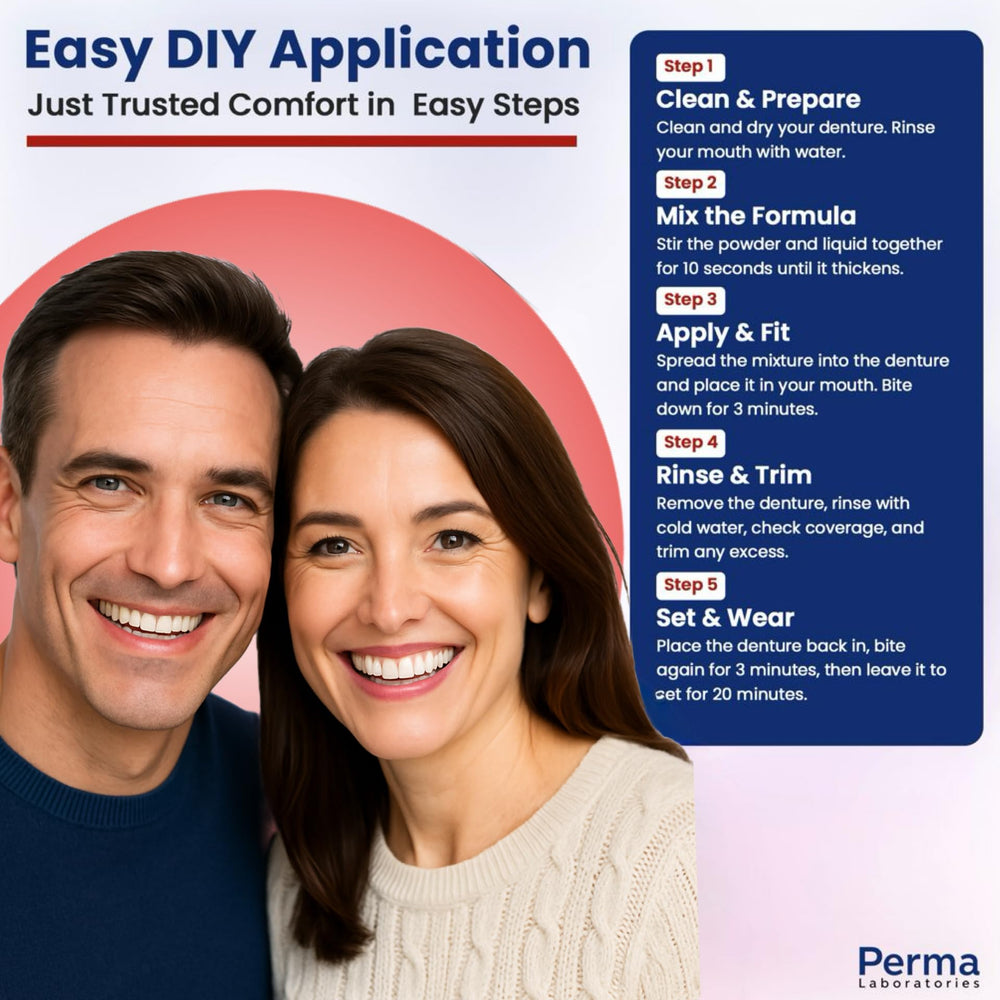 Made in USA – Perma Soft Denture Reliner Kit label