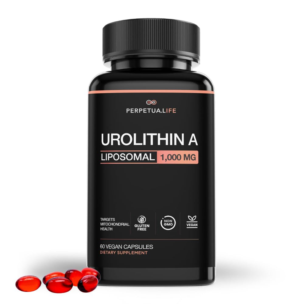 PERPETUA.LIFE Urolithin-A Liposomal bottle label showing 1000mg dosage