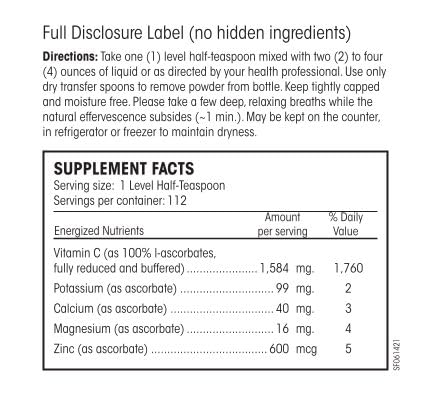 Perque Potent C Guard Powder 8 Ounce bottle - label detail