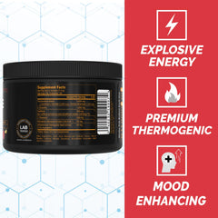 PEScience Alphamine scoop resting, signaling precise serving and easy dosing.