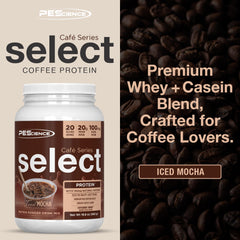 PEScience Select Cafe iced coffee swirl demonstrates creamy protein flavor.