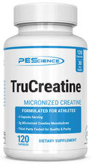 PEScience TruCreatine bottle with 120 capsules