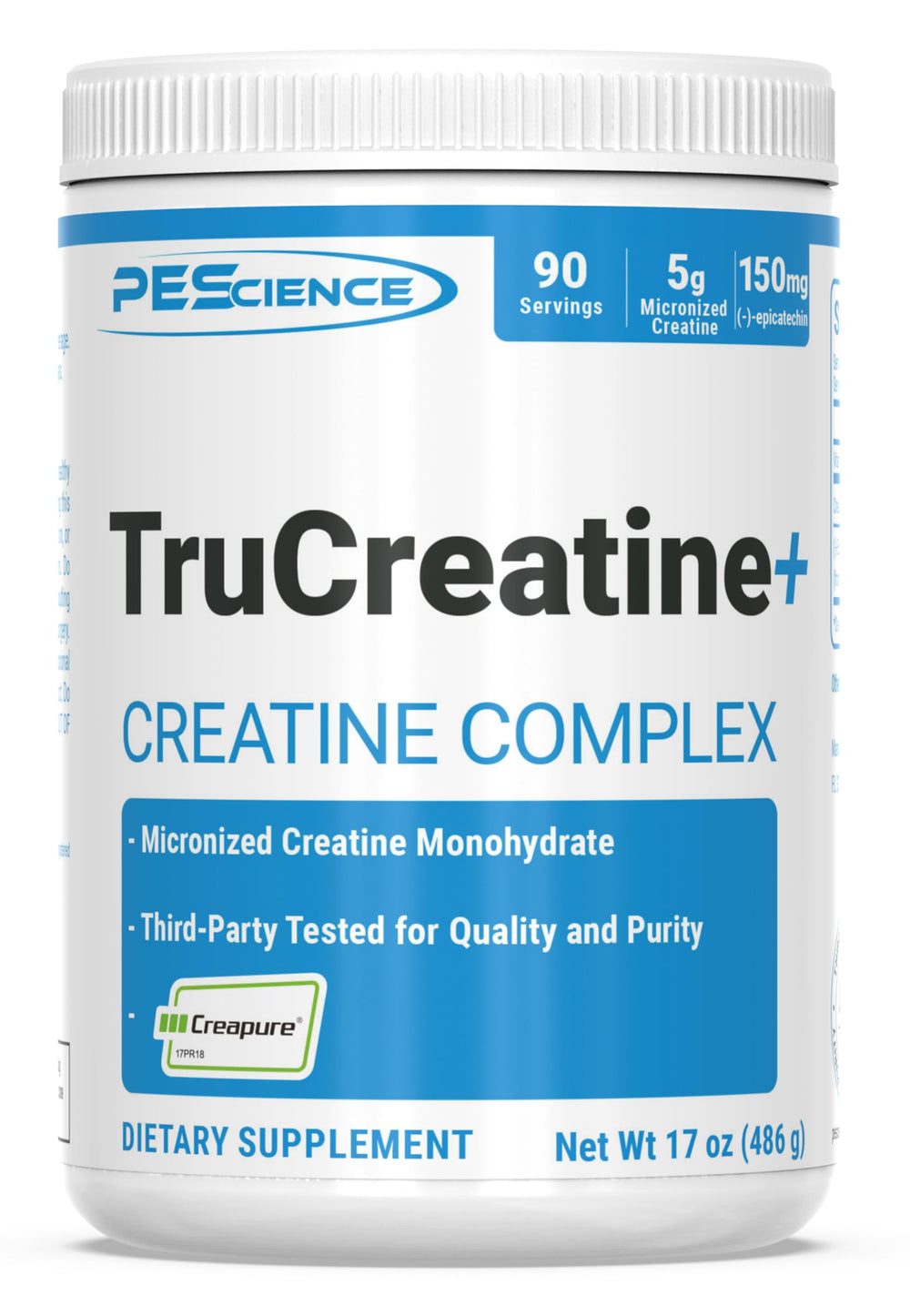 PEScience TruCreatine+ Creapure Micronized Creatine Monohydrate bottle front view