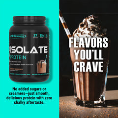 PEScience Whey Isolate bottle label showcases low carb gluten-free formula