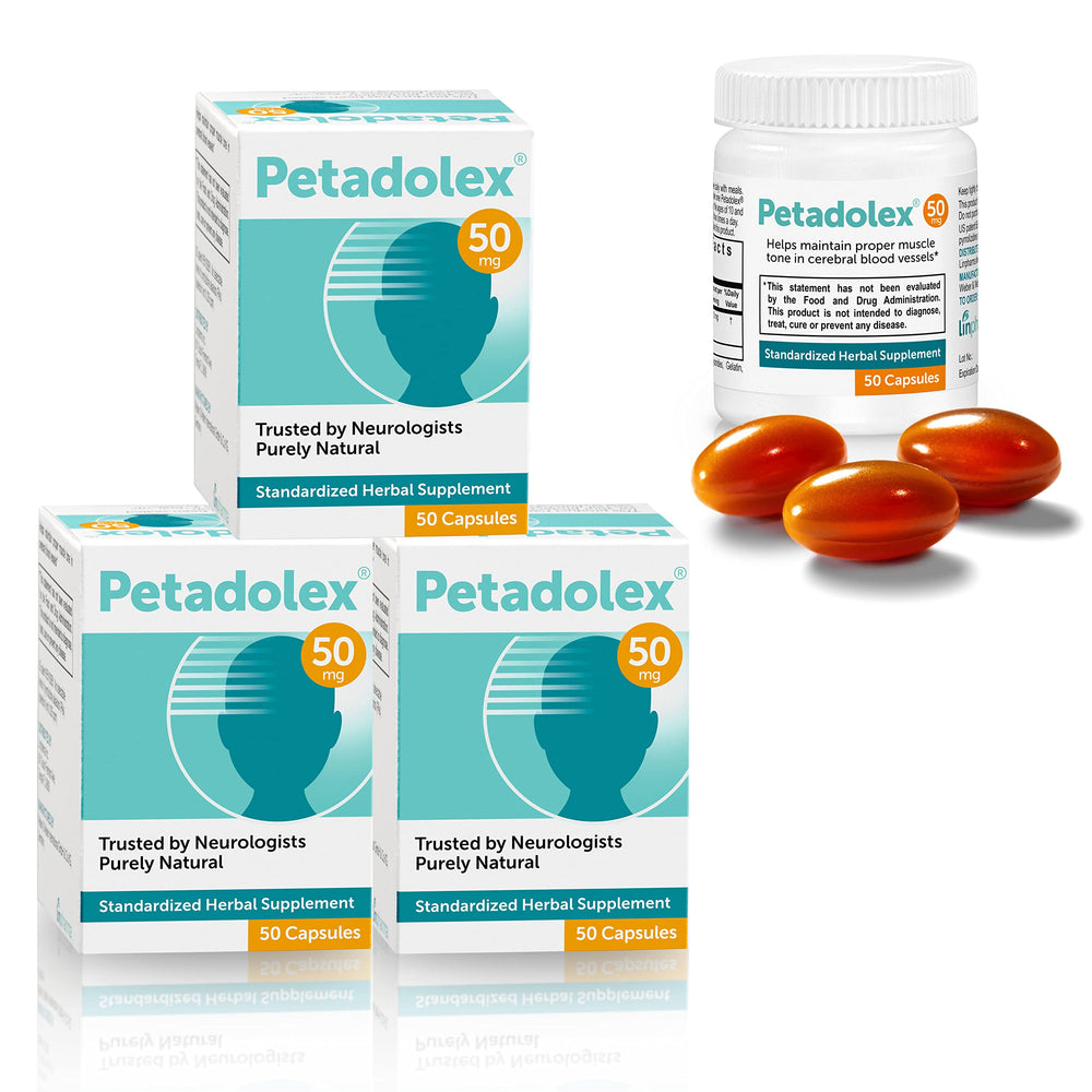Petadolex Linpharma 50mg butterbur root extract bottle