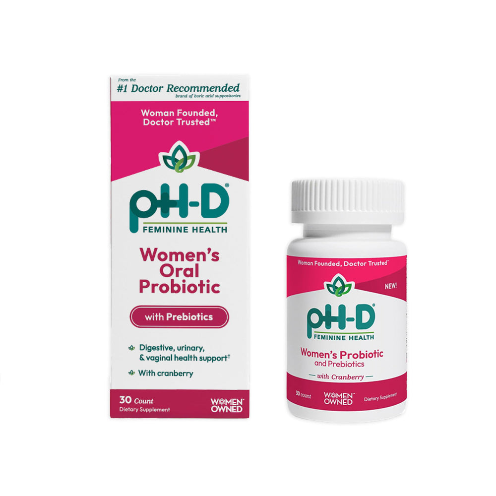 Bottle of pH-D Feminine Health Probiotic with Prebiotic and Cranberry