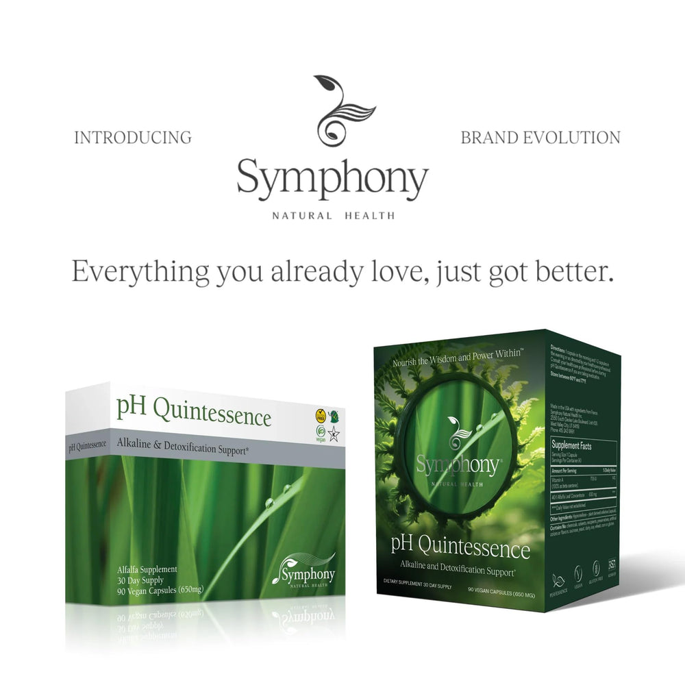 Front view of Symphony pH Quintessence 40:1 Alfalfa Concentrate 180 vegan capsules (2-pack)