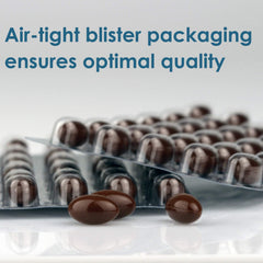 CoQ10 product packaging with benefits icons