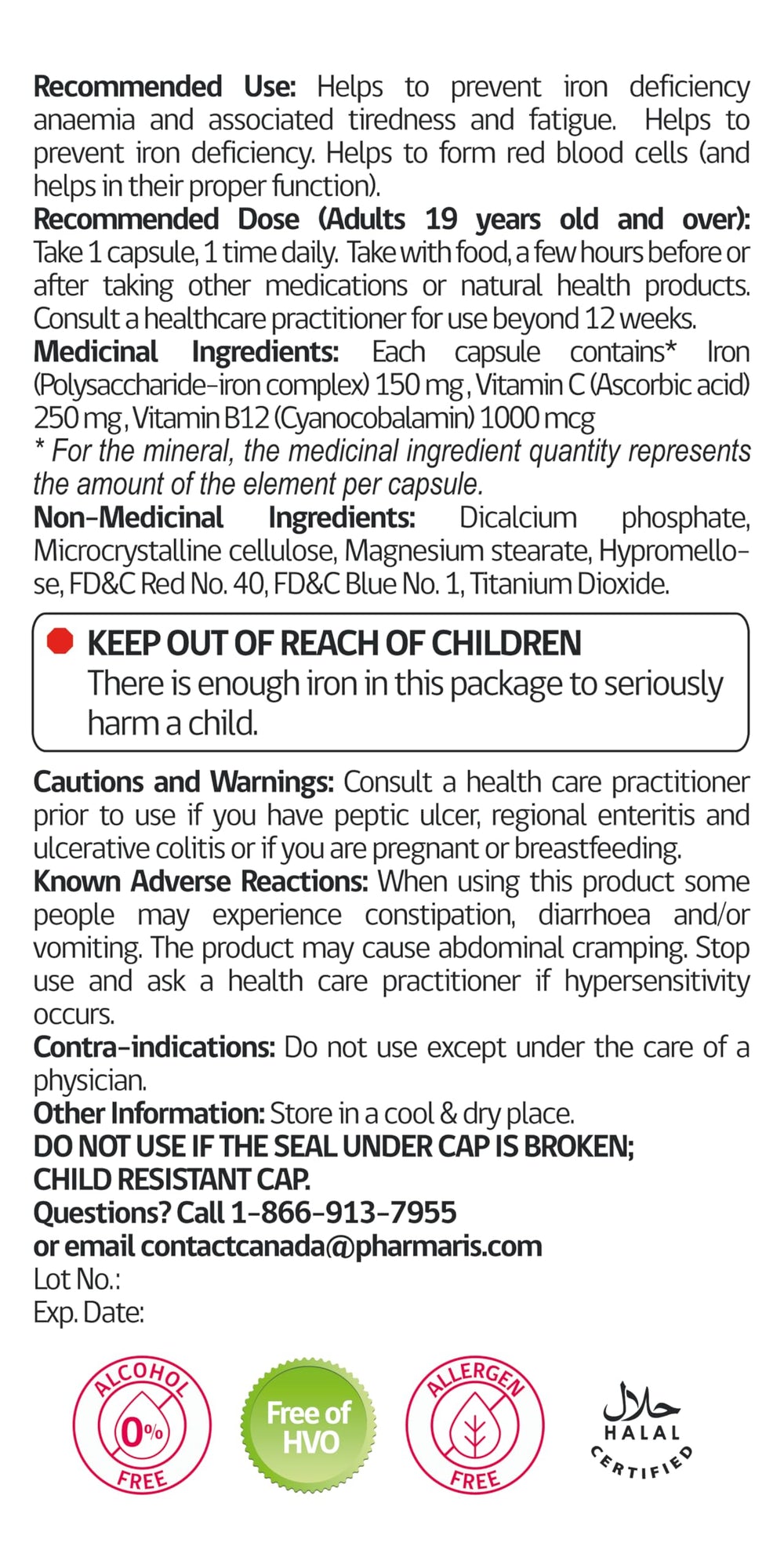 Adult taking iron supplement as part of daily routine