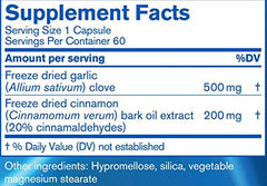 Herbal ingredients featuring garlic and cinnamon used in Alli-Cinn