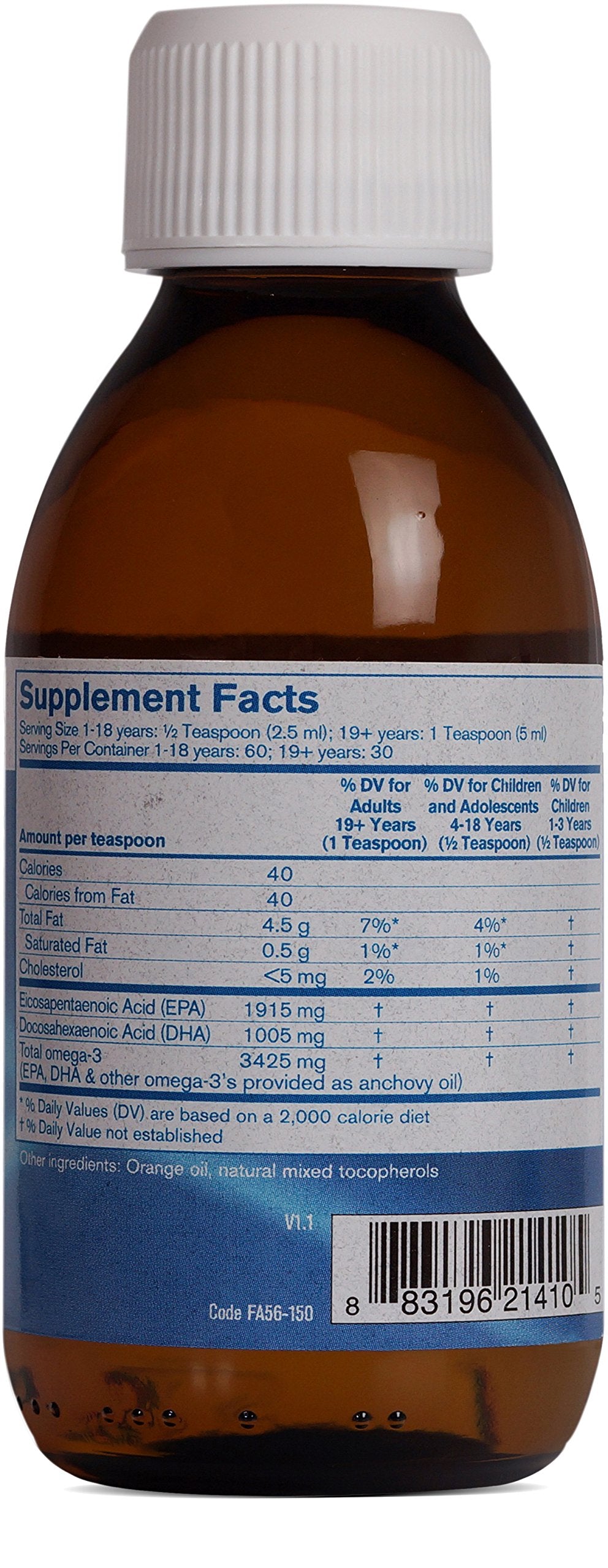 Label close-up showing EPA and DHA dosage on Pharmax Ultra EPA/DHA Liquid