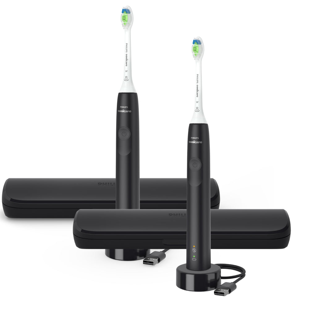 Front view of Philips Sonicare DiamondClean 2-Pack Bundle in black