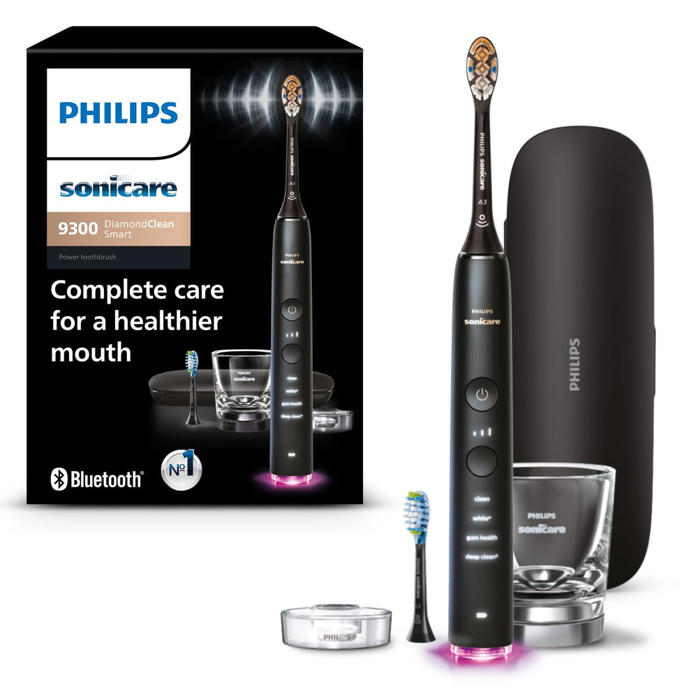Front view of Philips Sonicare DiamondClean Smart 9300 Black toothbrush