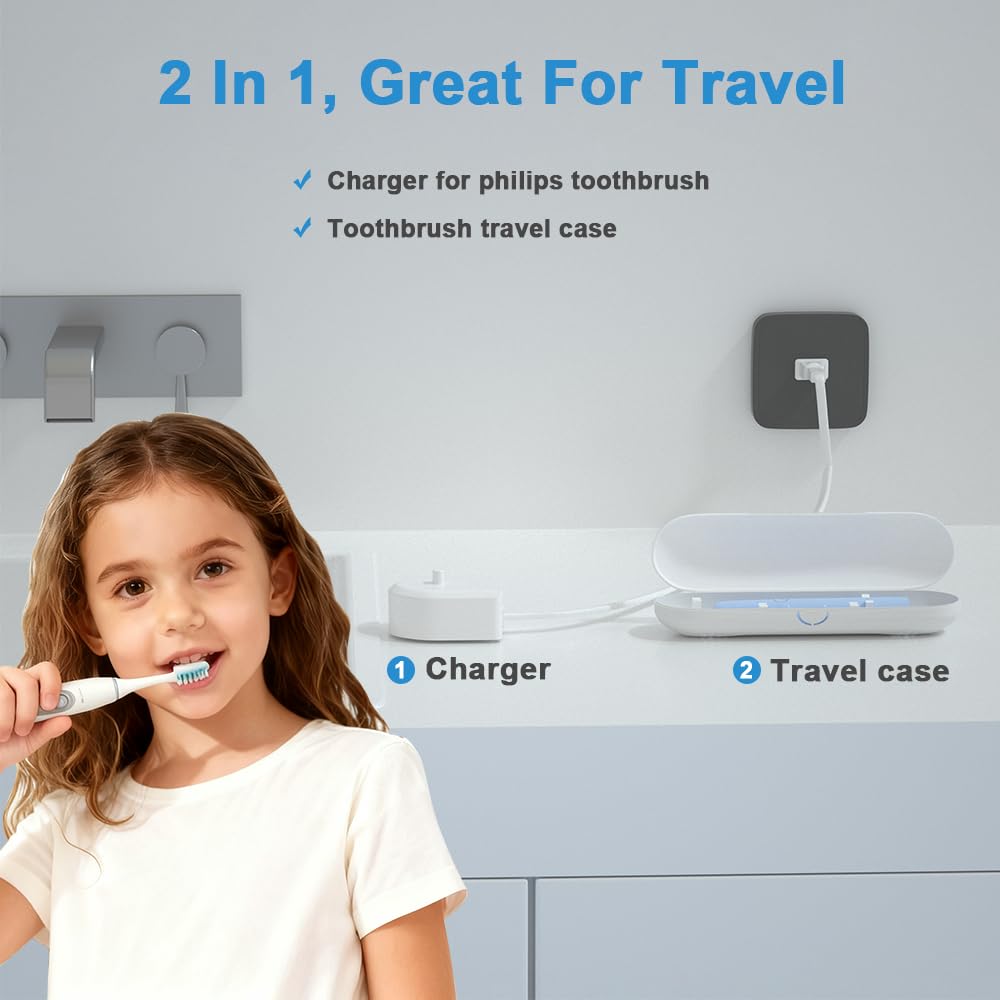 Side view of charger base with travel case for HX6100