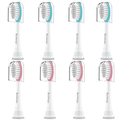 Hero image showing an 8-pack of Philips Sonicare kids replacement heads in blue and pink.