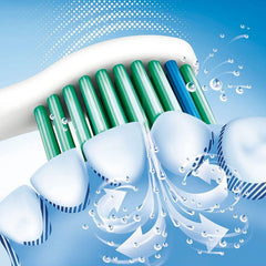 Angled radial-trimmed bristles for wider cleaning area