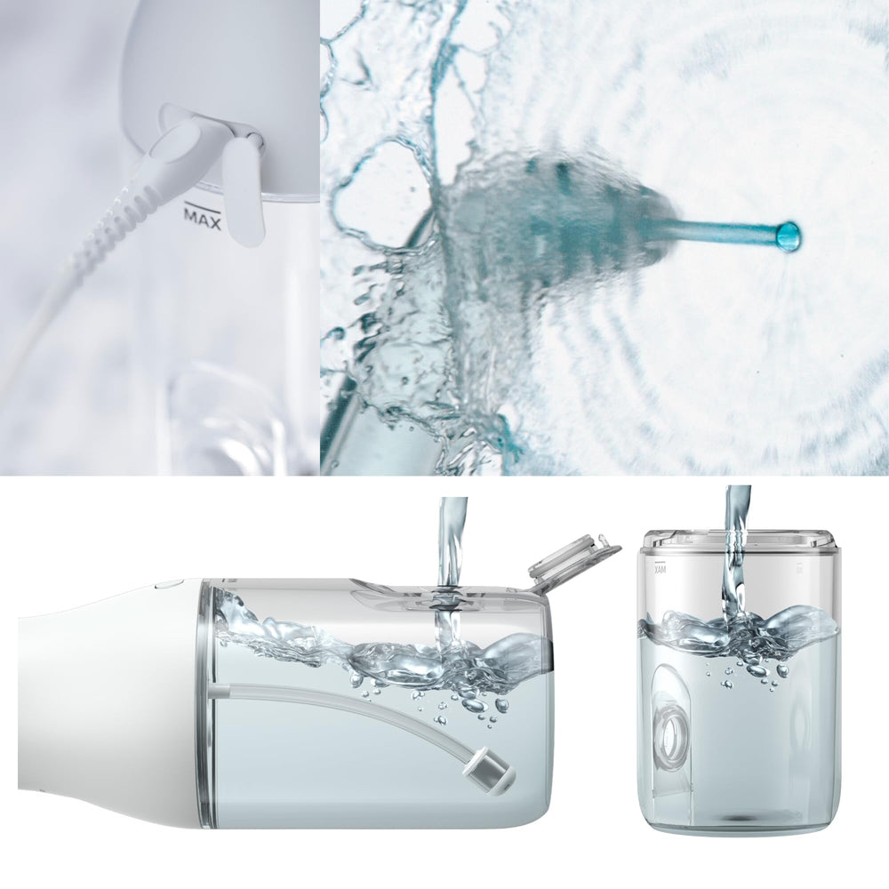 Close-up of 3 intensity settings and 360° rotating nozzle