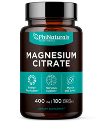 PhiNaturals magnesium citrate capsules 180-count bottle for daily wellness