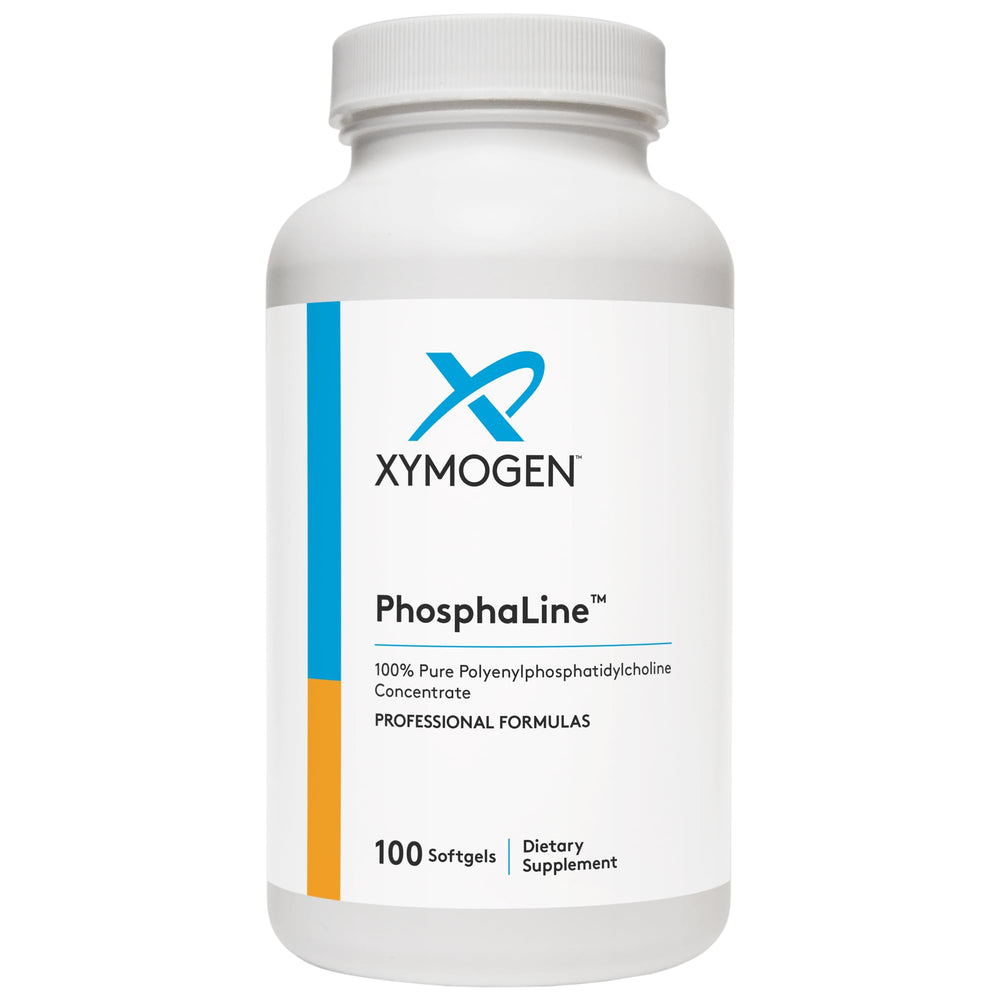 XYMOGEN PhosphaLine bottle containing 100 softgels
