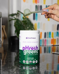 Packaging showing 2-month supply of pHresh Greens