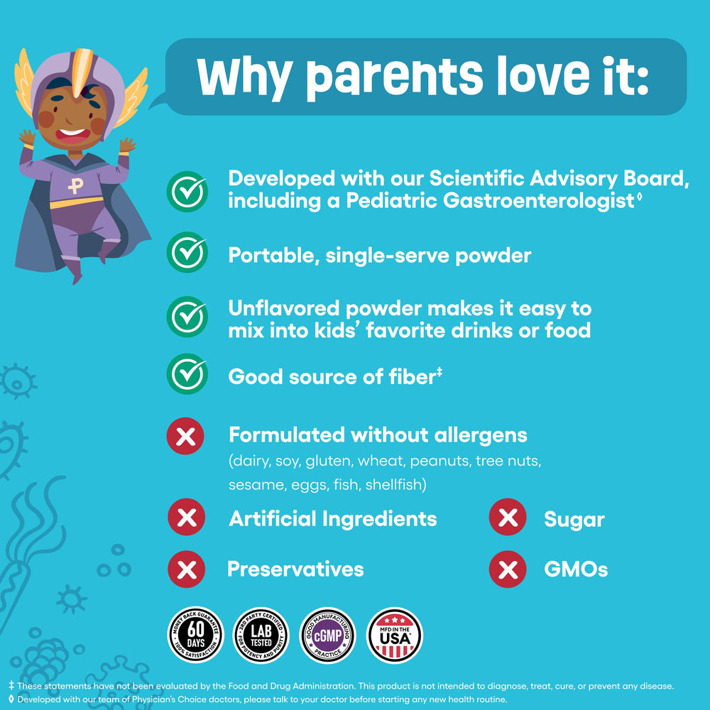 Unflavored powder dissolving in a drink for kids