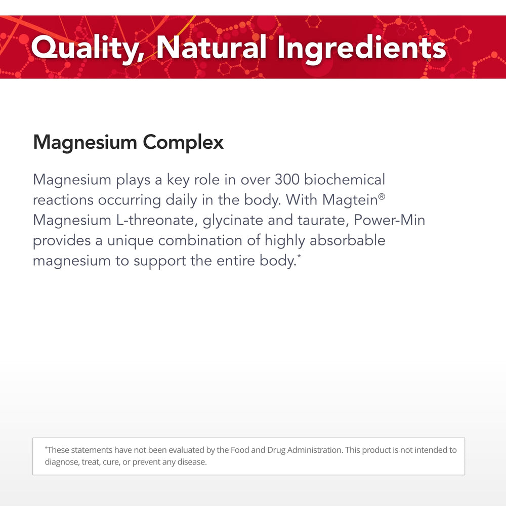 Product packaging for Power-Min highlighting wellness