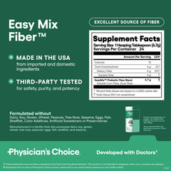 Made in USA label on Physician's Choice Easy Mix Fiber packaging