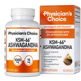 Physician's Choice KSM-66 Ashwagandha 1000mg organic with black pepper bottle