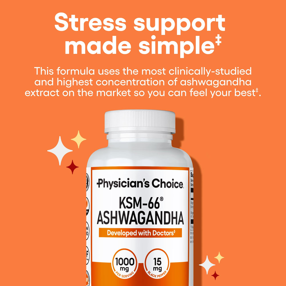 Physician's CHOICE KSM-66 Ashwagandha powder texture in a scoop