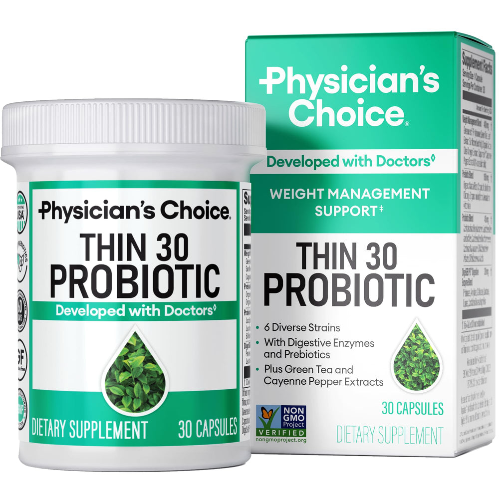 Product image: Physician's CHOICE Probiotics bottle showing 6 strains