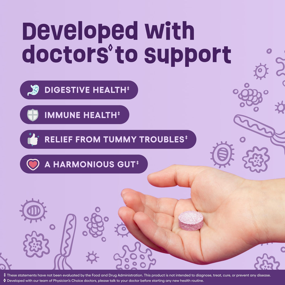 Berry-flavored chewable probiotic tablet for kids