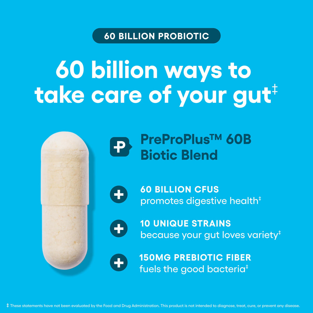 Organic prebiotics in Physician's Choice boost probiotic synergy for gut health.