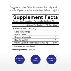 Close-up of camu camu and acerola cherry used in Power-C