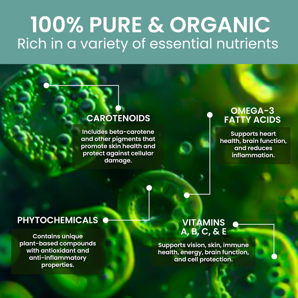 Nutrition label and ingredients of Holistic Bin Phytoplankton powder