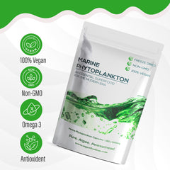 Phytoplankton powder supplement with scoop