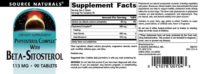 Phytosterols sourced from oils, vegetables and grains