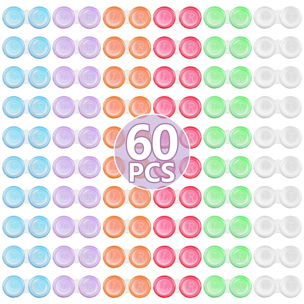 Phyyixs 60-pack transparent contact lens cases in six colors