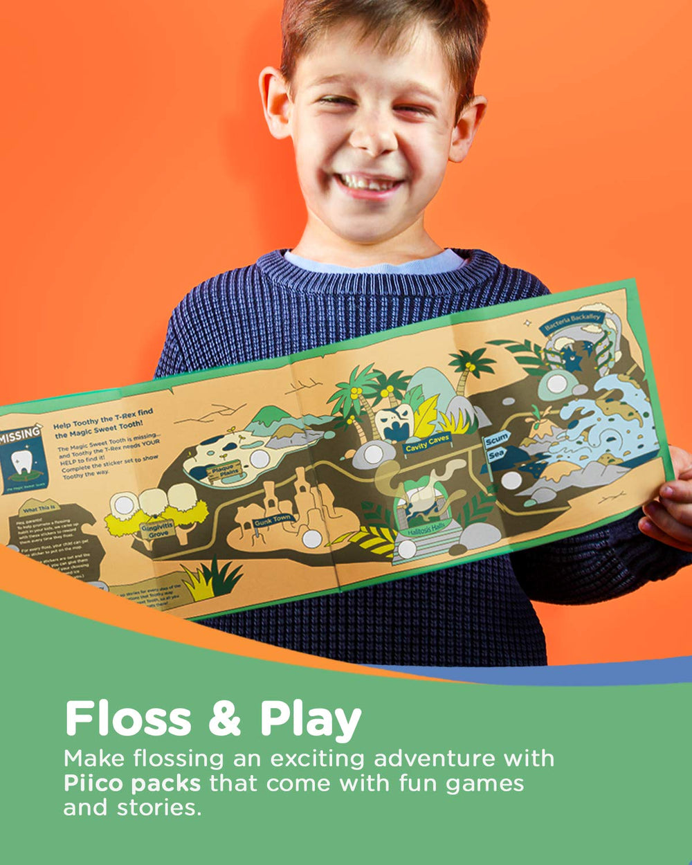 Dino-themed packaging for Piico floss picks