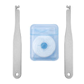 Front view of piklip reusable dental floss holder with double handles