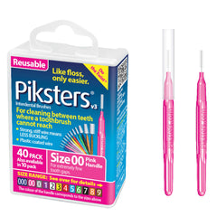 Piksters 40pk Size 00 Pink interdental brushes packaging