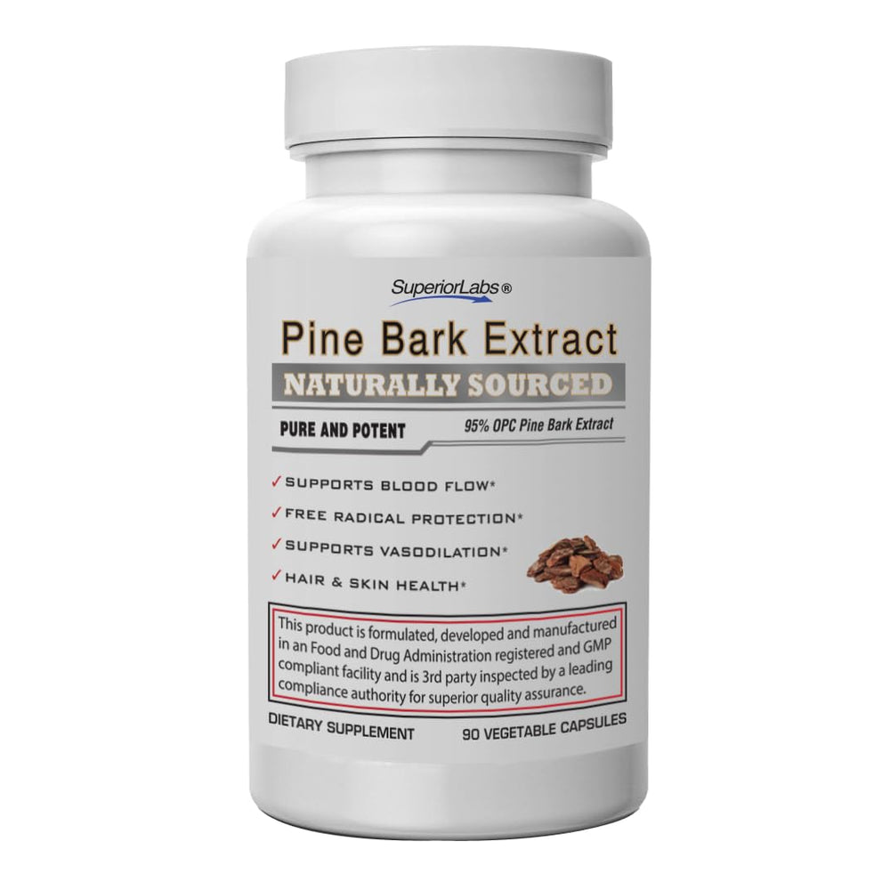 Bottle of Superior Labs Pine Bark Extract 200 mg with 95% OPC