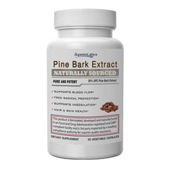 Bottle of Superior Labs Pine Bark Extract 200 mg with 95% OPC