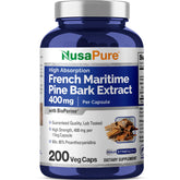 Pine bark extract 400mg veggie capsules with Bioperine, 200-day supply