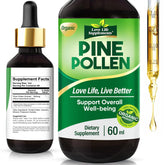 Love Life Pine Pollen Tincture bottle on white background