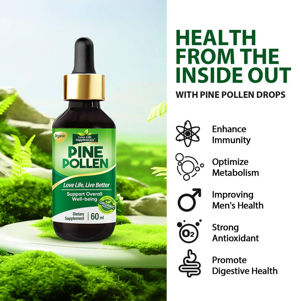 Vegan and sugar-free pine pollen tincture label