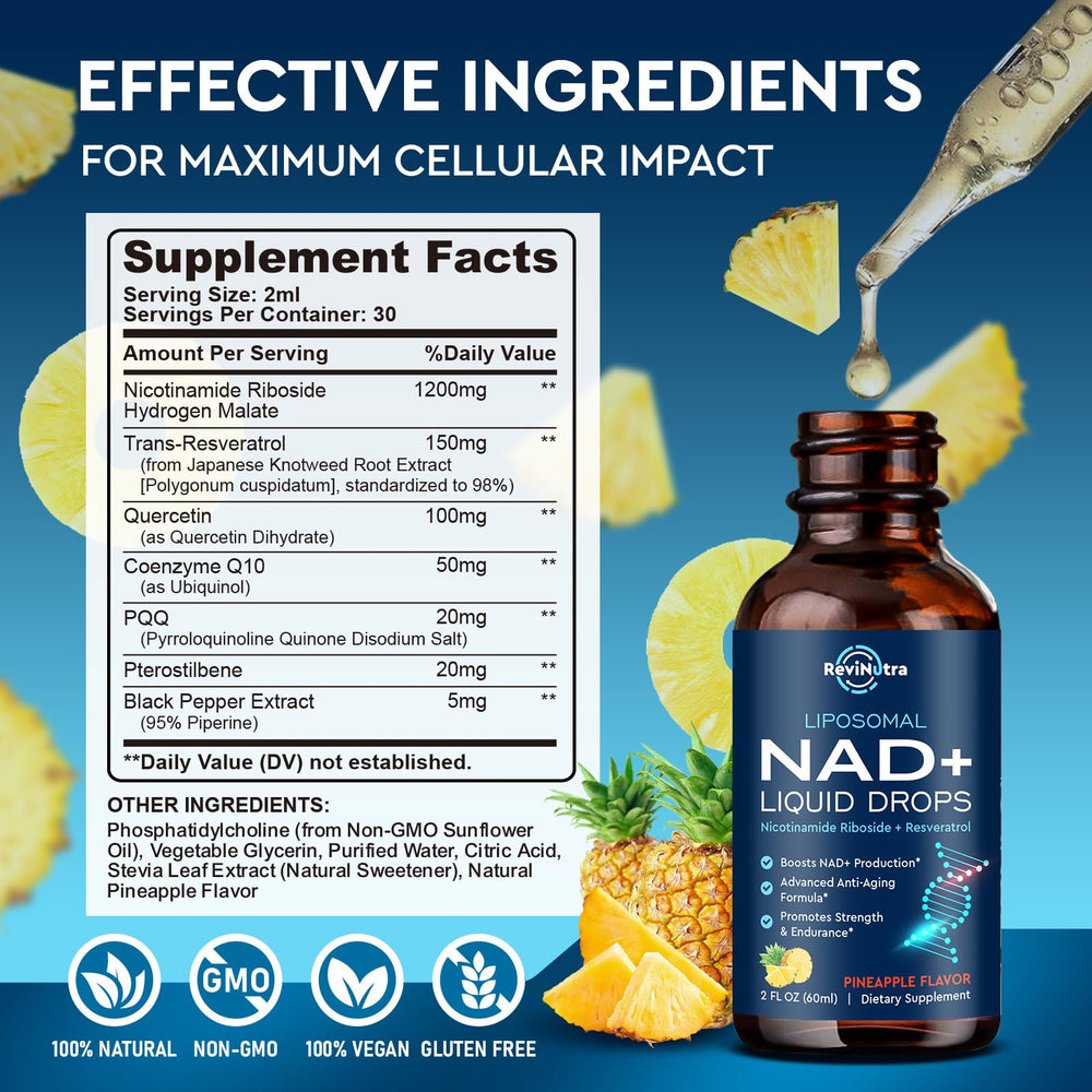 Pineapple flavored NAD+ liquid drops 4 oz