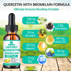 Pineapple-flavored quercetin bromelain liquid drops