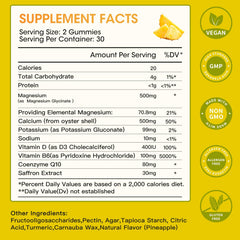 Pineapple magnesium glycinate gummy close-up - 500mg per gummy