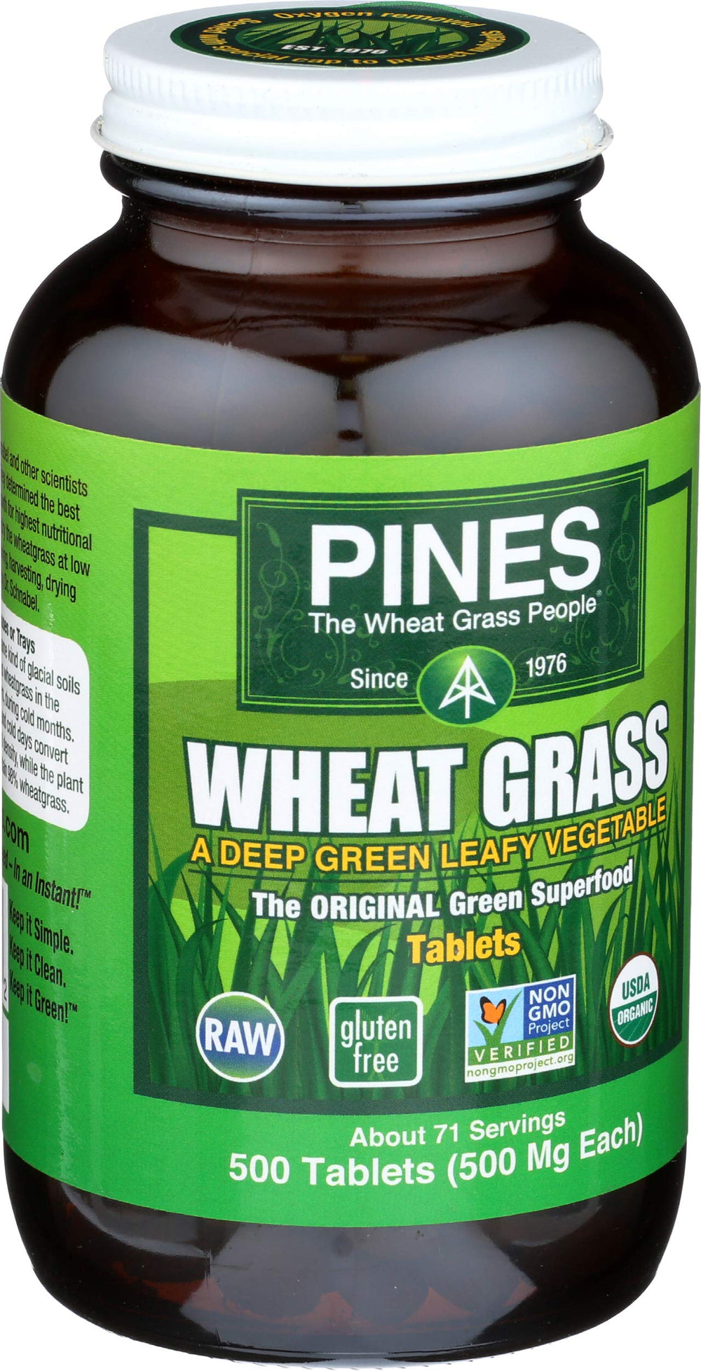 Pines Wheat Grass Tablets with water for quick greens serving