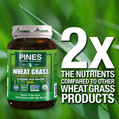 Pines Wheat Grass Tablets on kitchen counter ready for routine